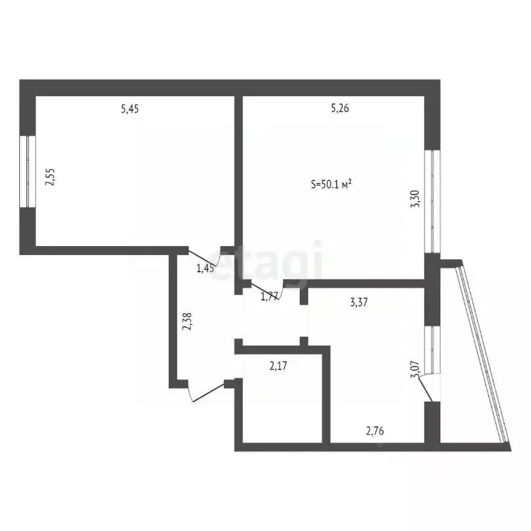 2-к кв. Кемеровская область, Анжеро-Судженск ул. Сосновая, 49 (50.1 м) - Фото 1