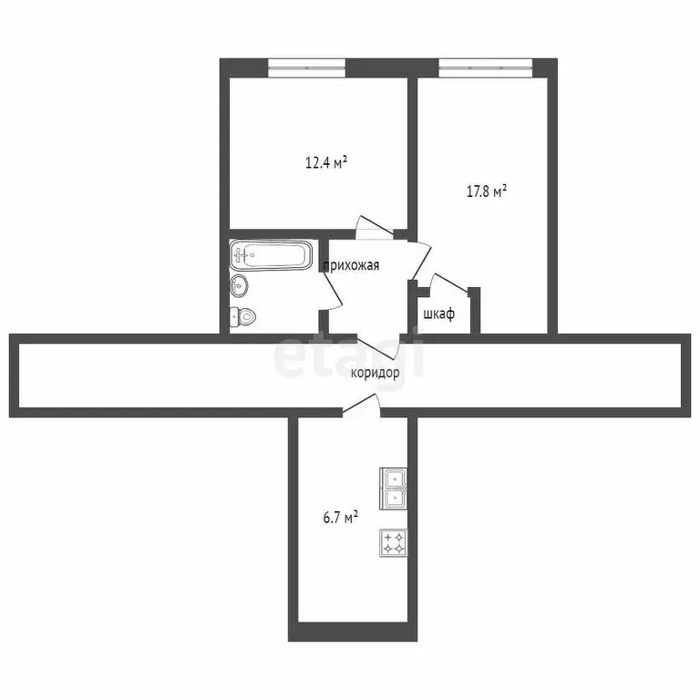 2-комнатная квартира: Симферополь, Севастопольская улица, 94 (48 м) - Фото 0
