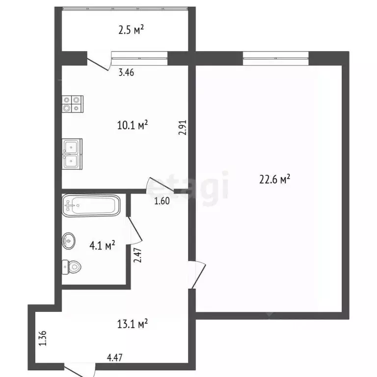 1-к кв. Крым, Симферополь ул. Ковыльная (52.7 м) - Фото 1