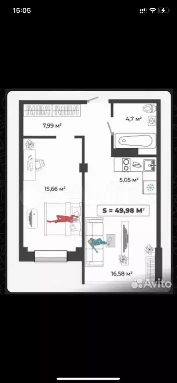 2-к. квартира, 50 м, 4/6 эт. - Фото 0