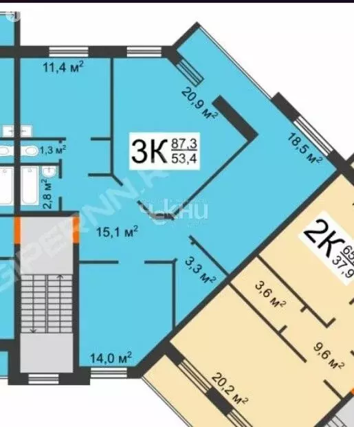 3-комнатная квартира: Кстово, Кстовская улица, 23 (87.3 м) - Фото 1