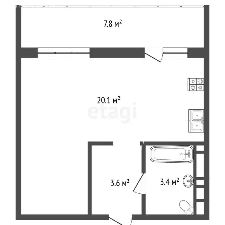 Квартира-студия: Набережные Челны, 34-й комплекс (29.4 м) - Фото 1