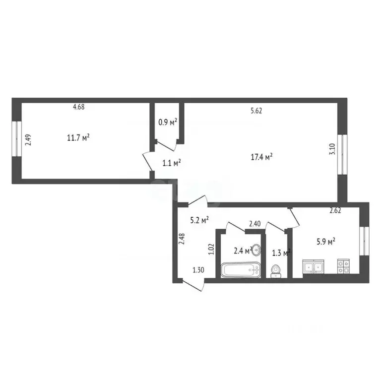 2-к кв. Самарская область, Самара Ташкентская ул., 91 (45.9 м) - Фото 1