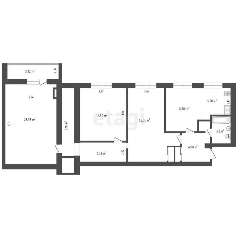 4-комнатная квартира: Чита, Смоленская улица, 29 (89 м) - Фото 0