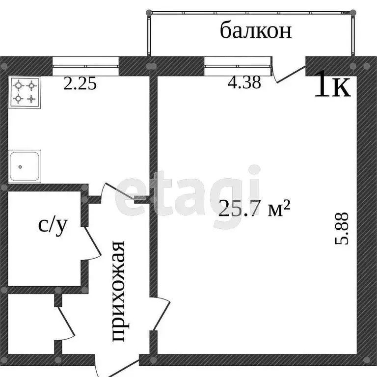 1-комнатная квартира: Тобольск, 9-й микрорайон, 18 (30 м) - Фото 1