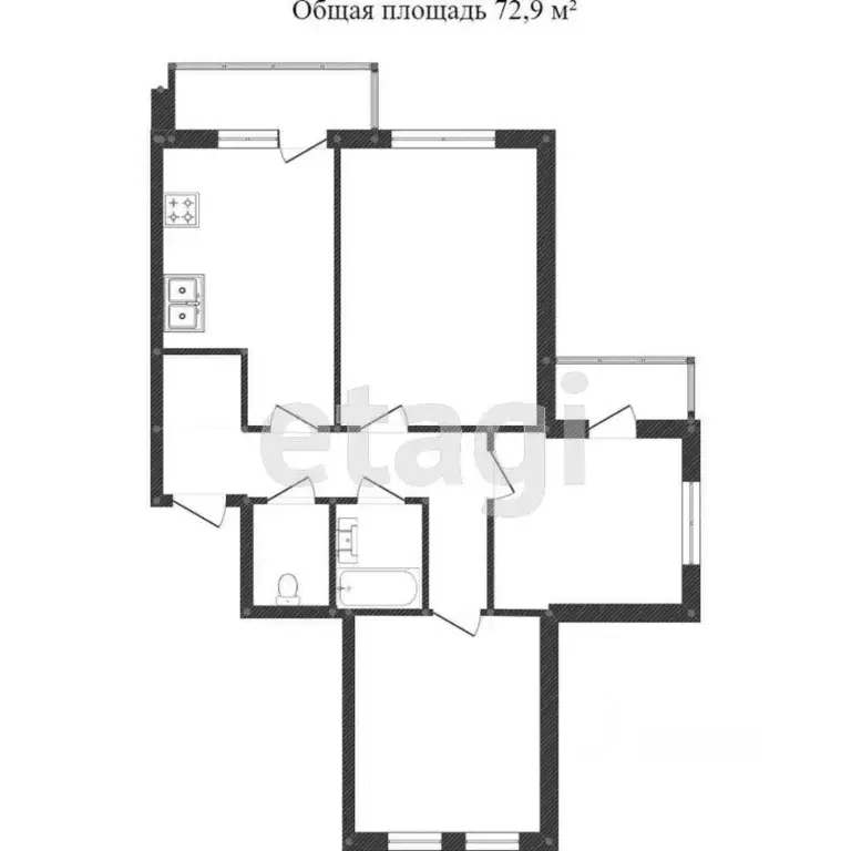 3-к кв. Ханты-Мансийский АО, Сургут ул. Энтузиастов, 17 (64.5 м) - Фото 1