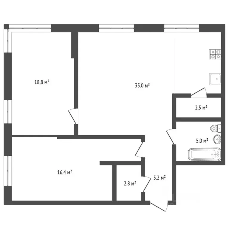 2-к кв. Тюменская область, Тюмень ул. Мельникайте, 30к2 (85.7 м) - Фото 2