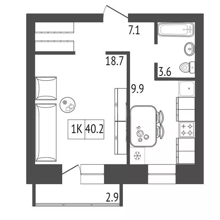 Продаётся 1-к квартира, 40.2 м - Фото 0