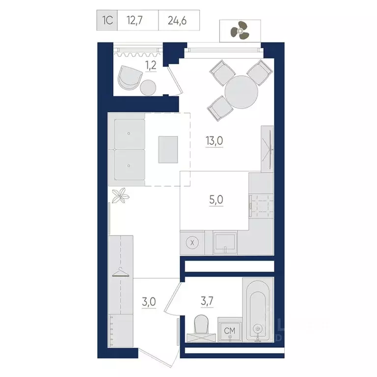1-к кв. Башкортостан, Уфа ул. Евгения Столярова, 13 (24.6 м) - Фото 1