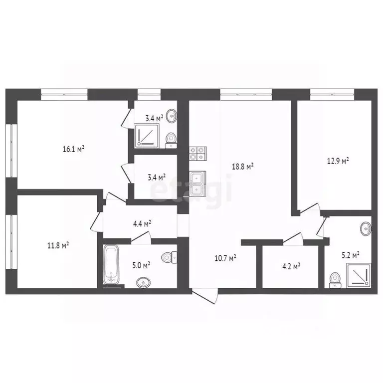 2-к кв. Тюменская область, Тюмень Новгородская ул., 20 (66.0 м) - Фото 2