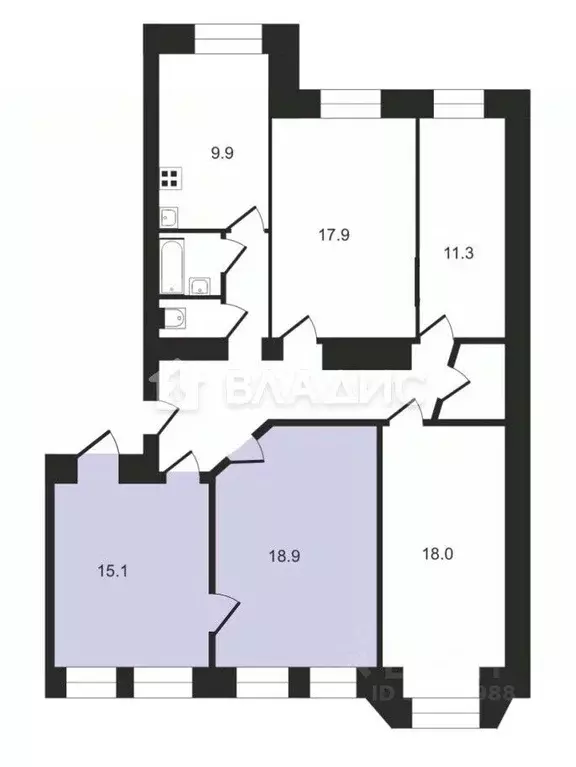 Комната Москва Большой Сергиевский пер., 11 (34.1 м) - Фото 2