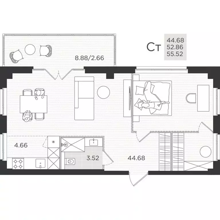 1-комнатная квартира: Архангельская область, Северодвинск (55.52 м) - Фото 1