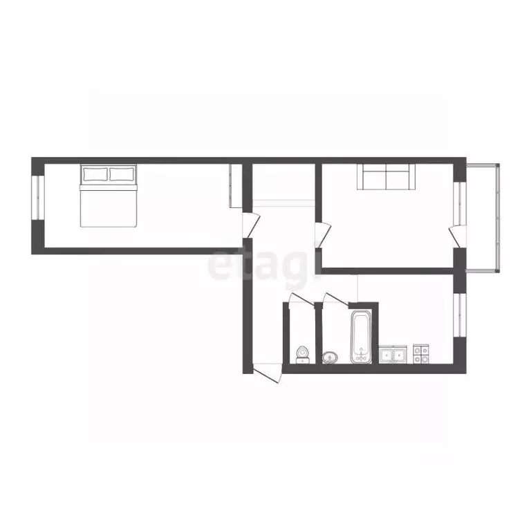 2-к кв. Смоленская область, Смоленск пос. Красный Бор, 1А (44.9 м) - Фото 1