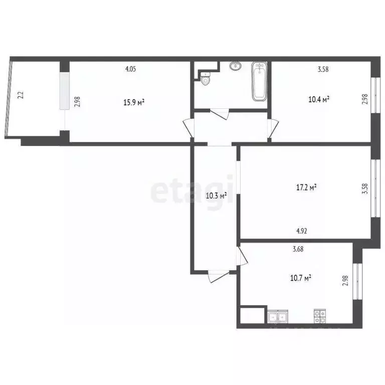3-к кв. Омская область, Омск ул. Сазонова, 208А (64.0 м) - Фото 2