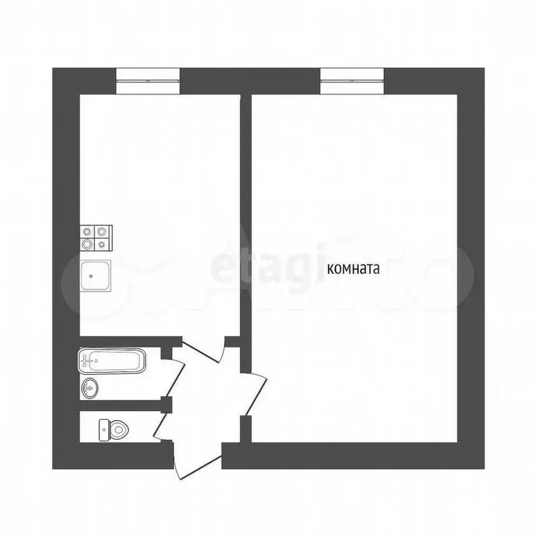1-к. квартира, 33,5 м, 6/8 эт. - Фото 0