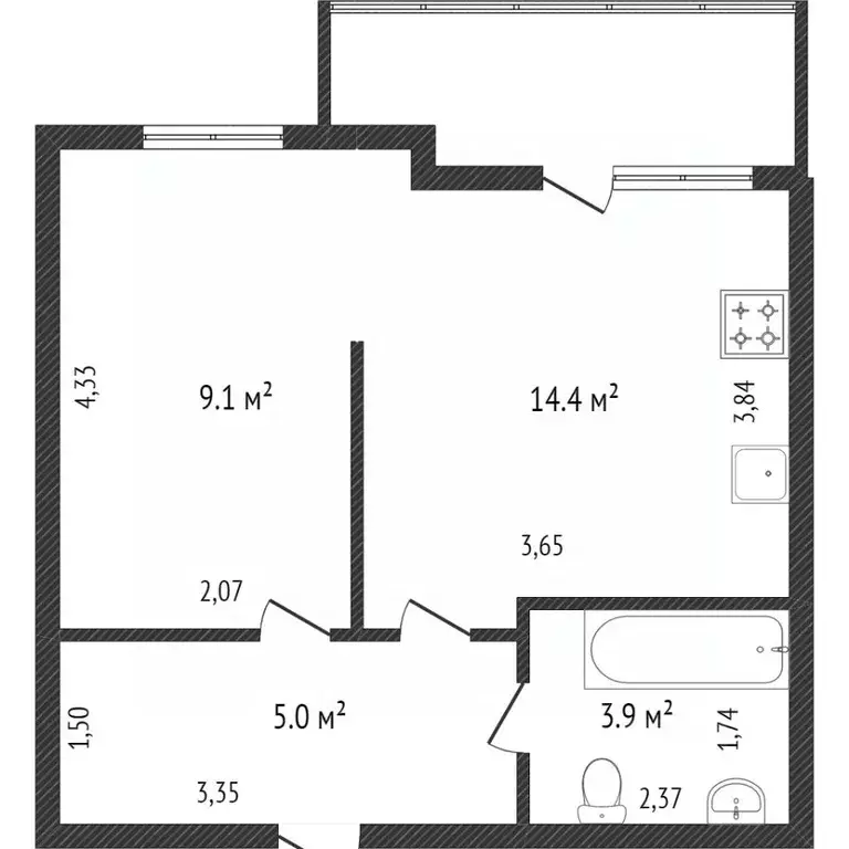 1-к кв. Кемеровская область, Кемерово ул. Серебряный Бор, 4 (32.4 м) - Фото 1