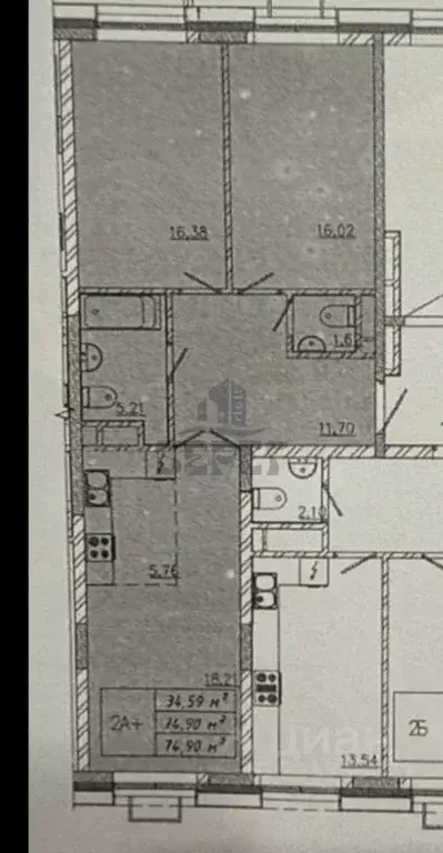 2-к кв. Татарстан, Казань ул. Сибгата Хакима, 62 (75.1 м) - Фото 2