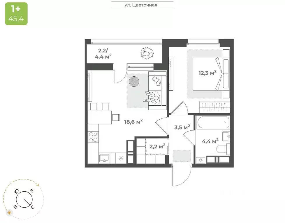 1-к кв. Тверская область, Тверь Соминка мкр,  (43.2 м) - Фото 1