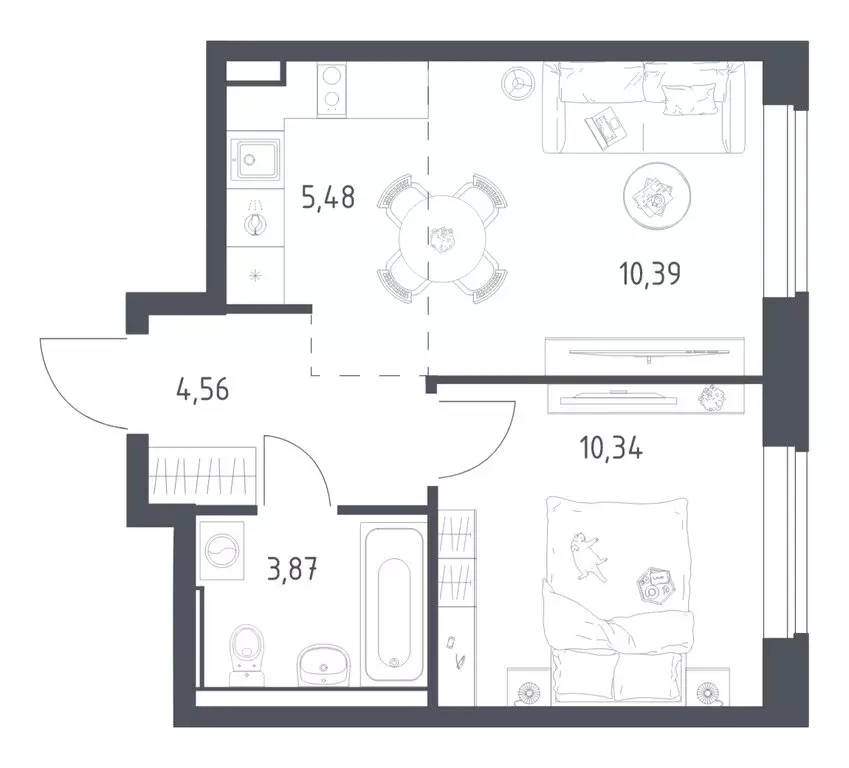 1-комнатная квартира: посёлок городского типа Мисайлово, микрорайон ... - Фото 1