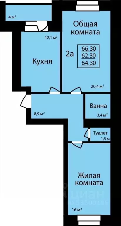 2-к кв. Тамбовская область, Тамбов ул. Имени С.И. Савостьянова, 3 ... - Фото 0