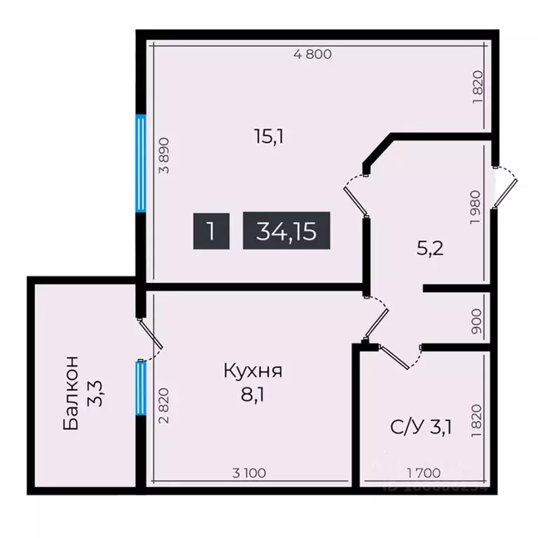 1-к кв. Ставропольский край, Ставрополь ул. Южный обход, 53В (34.15 м) - Фото 0