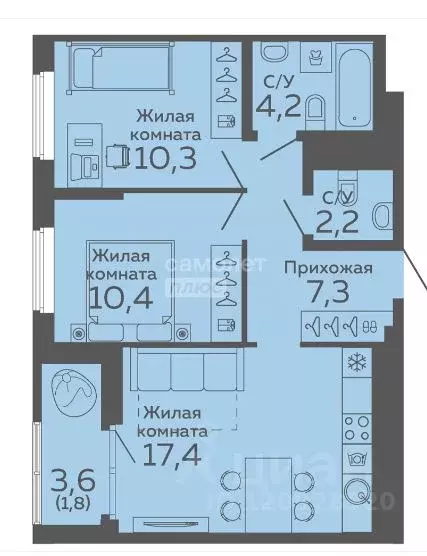 3-к кв. Свердловская область, Екатеринбург ул. Федора Заостровского, 4 ... - Фото 2