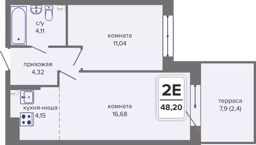 2-к кв. Пермский край, Пермь Гайва мкр,  (48.2 м) - Фото 1