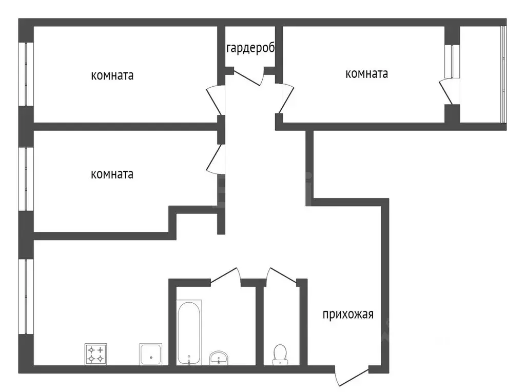 3-к кв. Татарстан, Казань ул. Гаврилова, 6 (61.0 м) - Фото 1