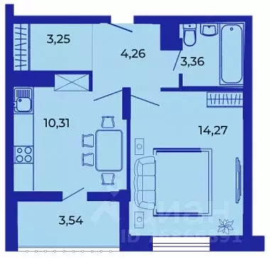1-к кв. Брянская область, Брянск ул. Имени О.С. Визнюка, 18 (38.5 м) - Фото 1