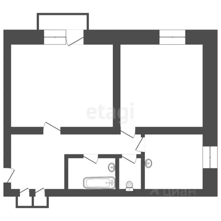2-к кв. Иркутская область, Ангарск ул. Матросова, 41 (47.4 м) - Фото 1