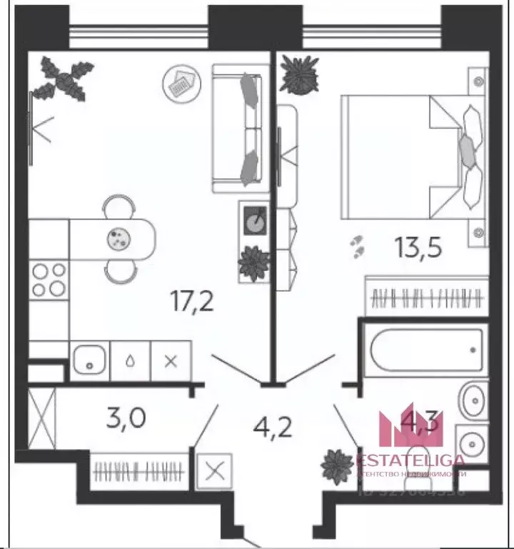 1-к кв. Москва ул. Петра Кончаловского, 5 (42.2 м) - Фото 2
