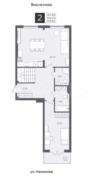3-к. квартира, 105 м, 1/4 эт. - Фото 1