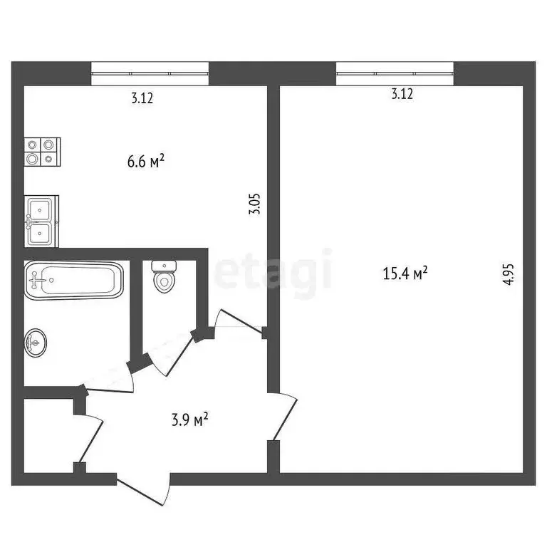 1-комнатная квартира: Набережные Челны, бульвар Энтузиастов, 1 (29.4 ... - Фото 0