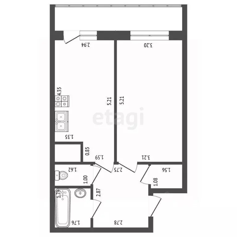 1-к кв. Санкт-Петербург ул. Маршала Казакова, 70к1 (45.3 м) - Фото 2