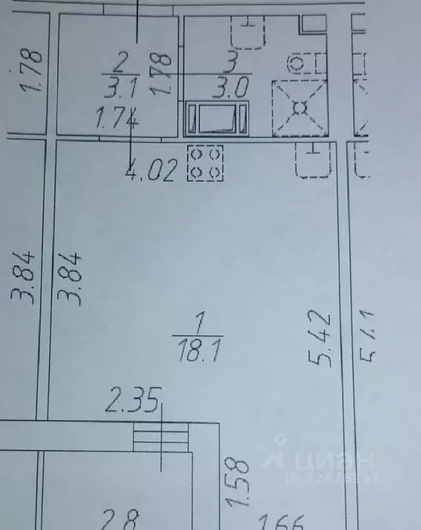 Студия Санкт-Петербург просп. Буденного, 23к4 (24.2 м) - Фото 1