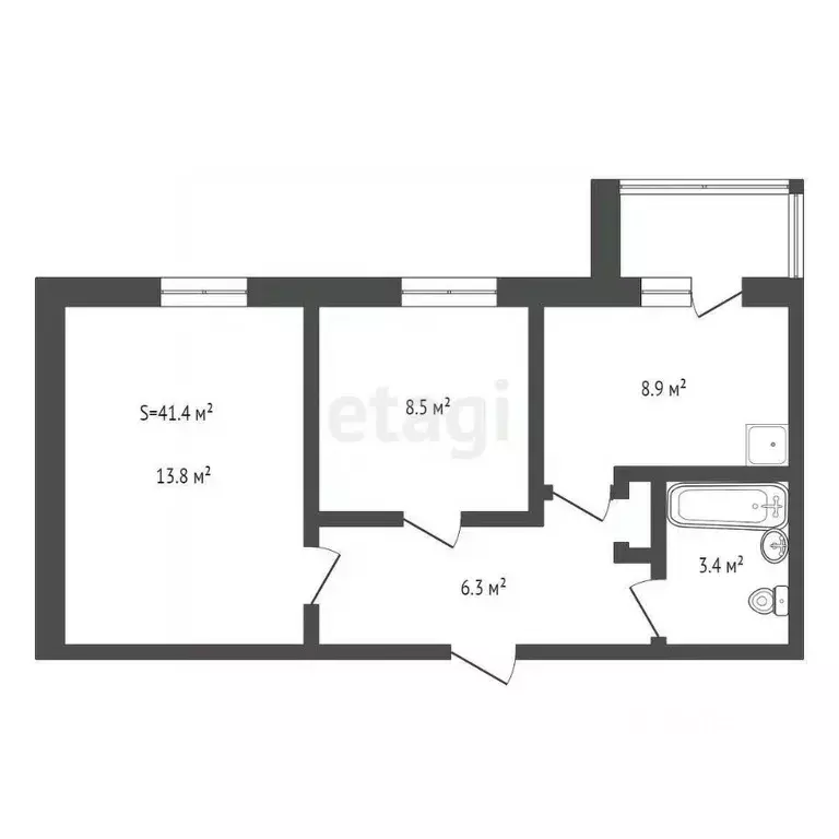 2-к кв. Томская область, Северск ул. Горького, 28 (41.4 м) - Фото 2