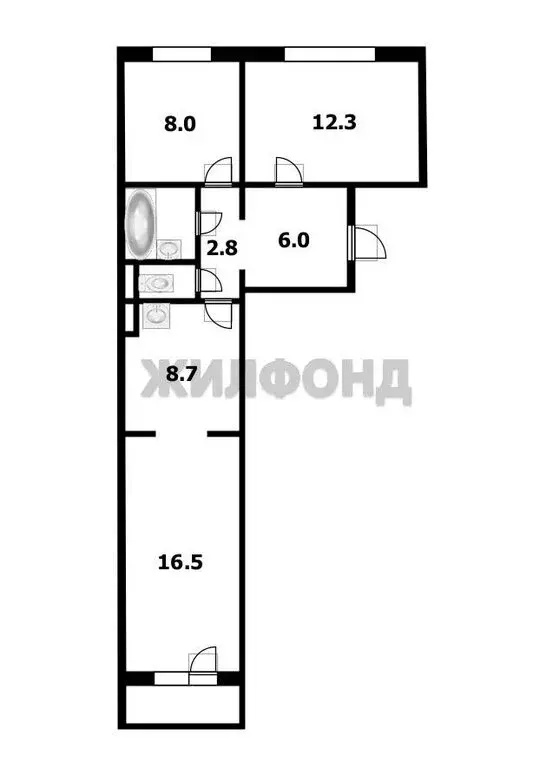 3-комнатная квартира: Новосибирск, Плющихинская улица, 9 (58.7 м) - Фото 1