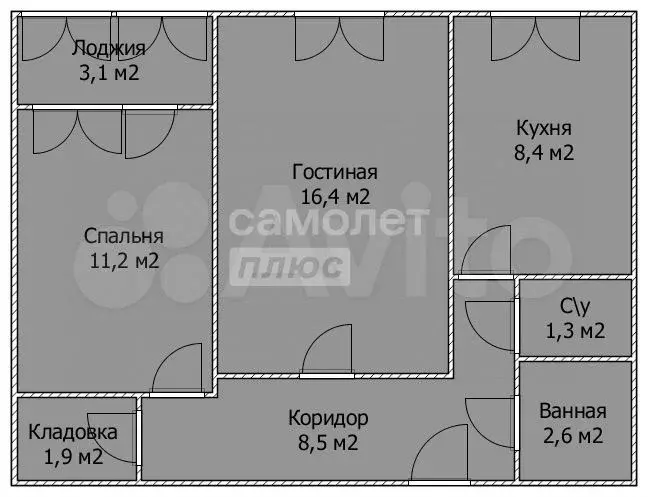 2-к. квартира, 50,4 м, 2/9 эт. - Фото 0