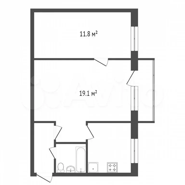 2-к. квартира, 46,8 м, 2/5 эт. - Фото 0
