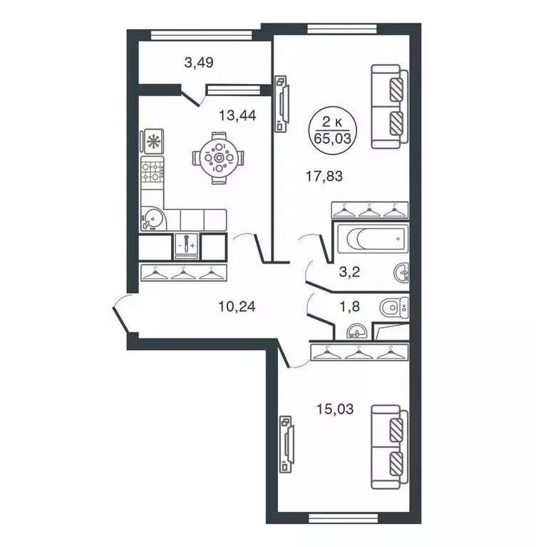 2-комнатная квартира: Тверь, улица Левитана, 70Б (65 м) - Фото 1