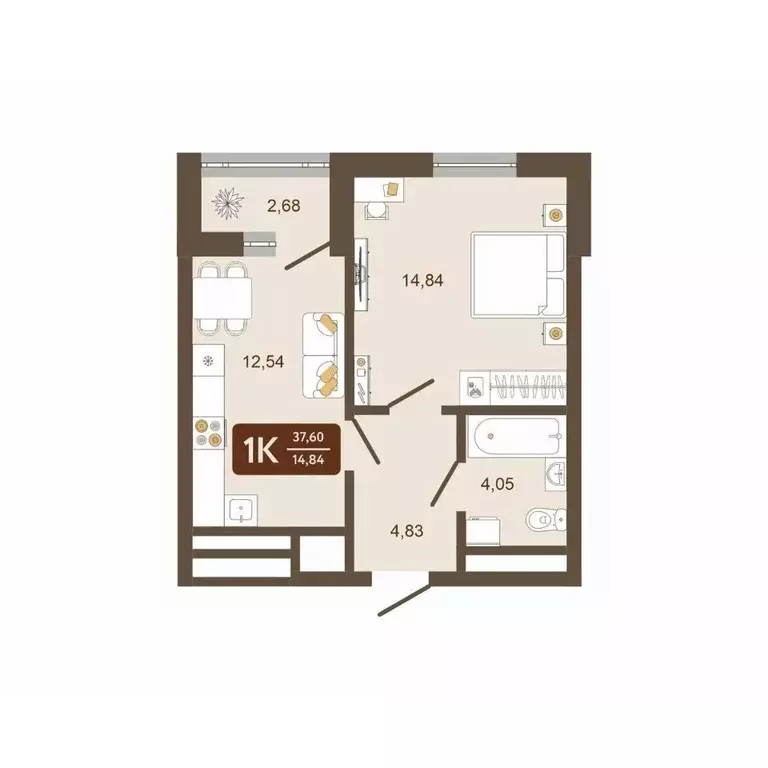 1-к кв. Кемеровская область, Новокузнецк Макеевская ул. (37.6 м) - Фото 0