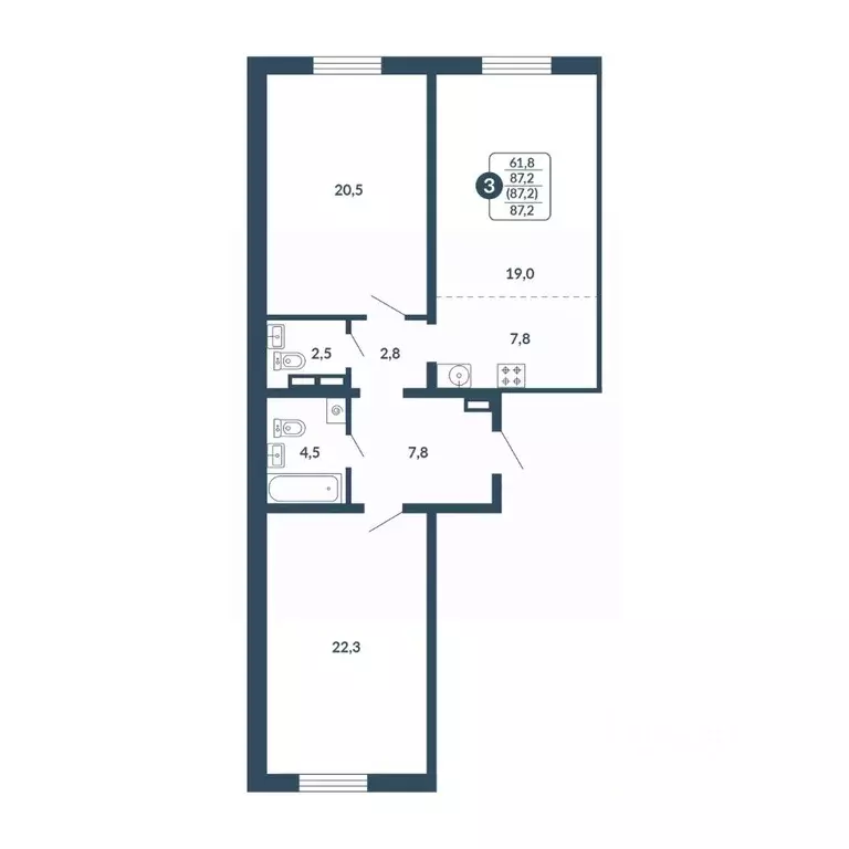 3-к кв. Кировская область, Киров Скандинавия жилой комплекс (87.2 м) - Фото 1