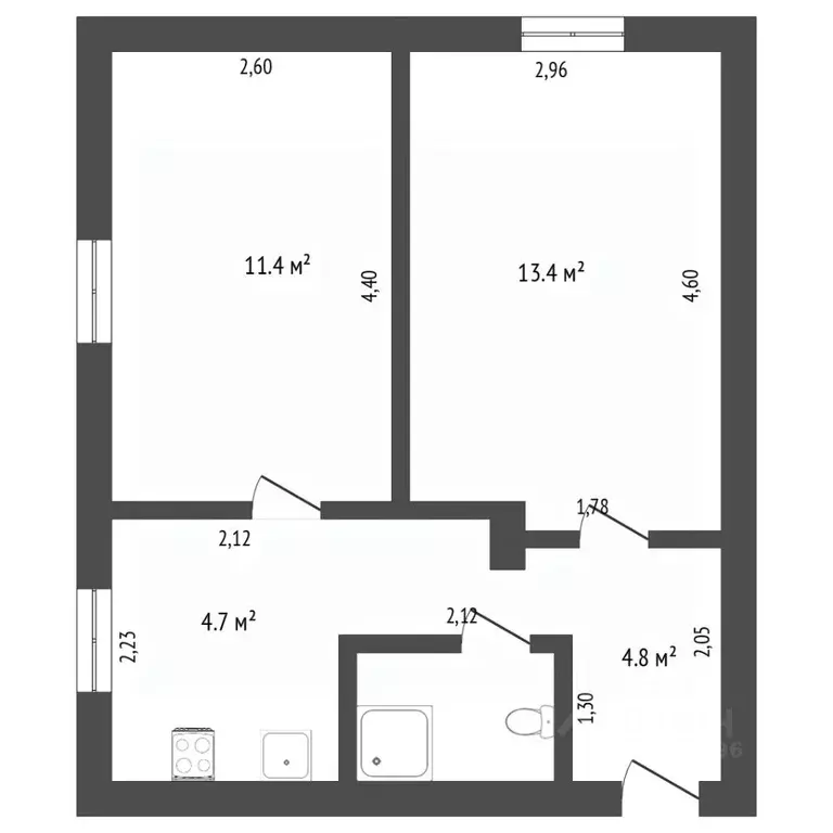 2-к кв. Ставропольский край, Ставрополь ул. Доваторцев, 201Б (52.0 м) - Фото 1
