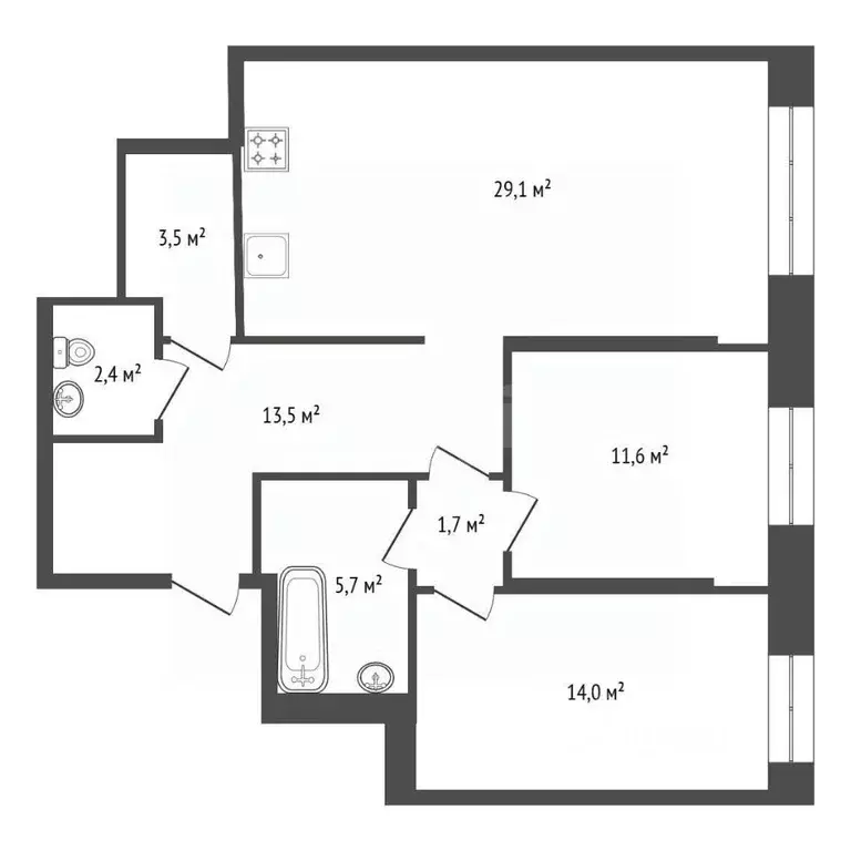 2-к кв. Башкортостан, Уфа ул. Бехтерева, 6 (81.5 м) - Фото 2