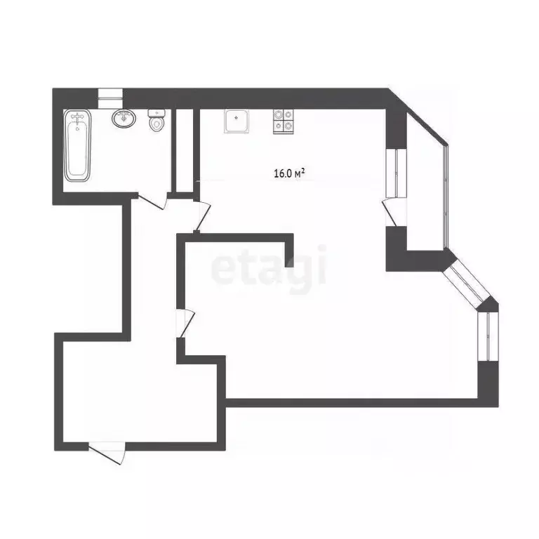 1-к кв. Тюменская область, Тюмень Заречный проезд, 33 (50.0 м) - Фото 2