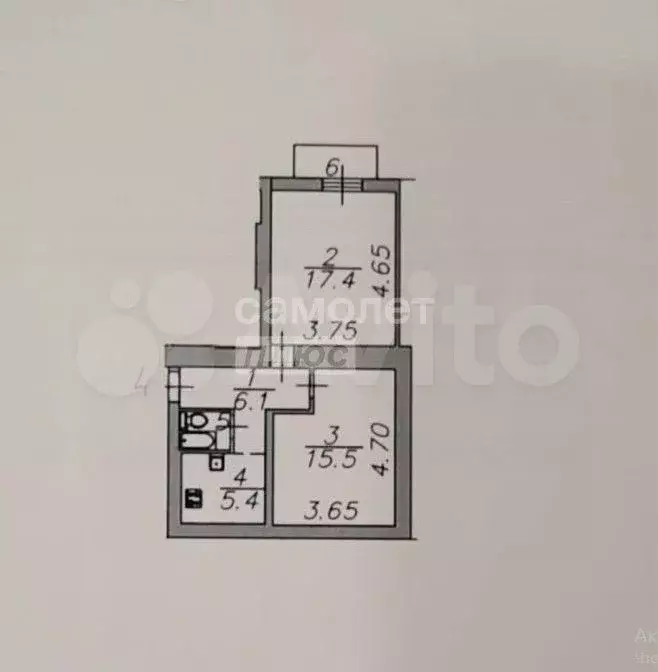 2-к. квартира, 46 м, 2/2 эт. - Фото 0