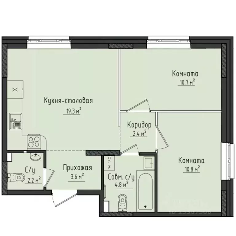 2-к кв. Удмуртия, Завьяловский район, с. Первомайский Город ... - Фото 1