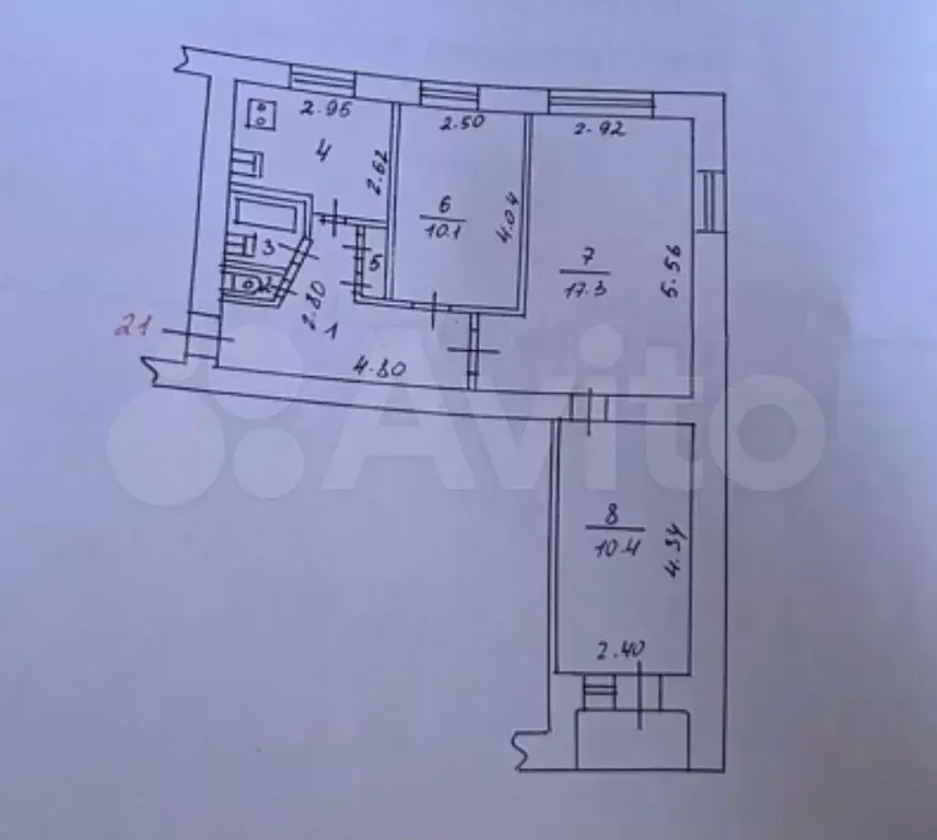 3-к. квартира, 57,7 м, 6/9 эт. - Фото 0