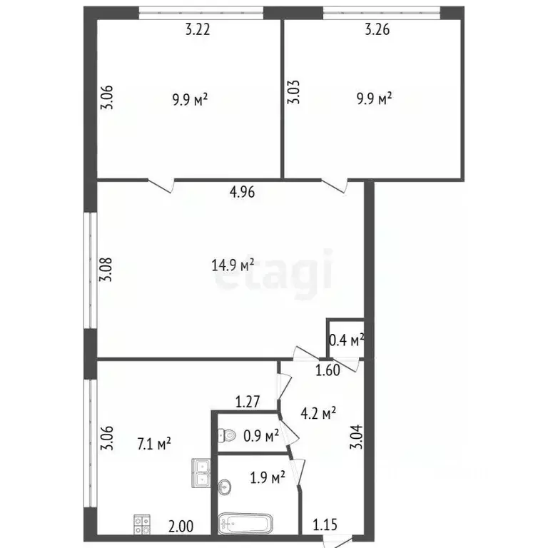 3-к кв. Санкт-Петербург Учительская ул., 5К2 (49.2 м) - Фото 2