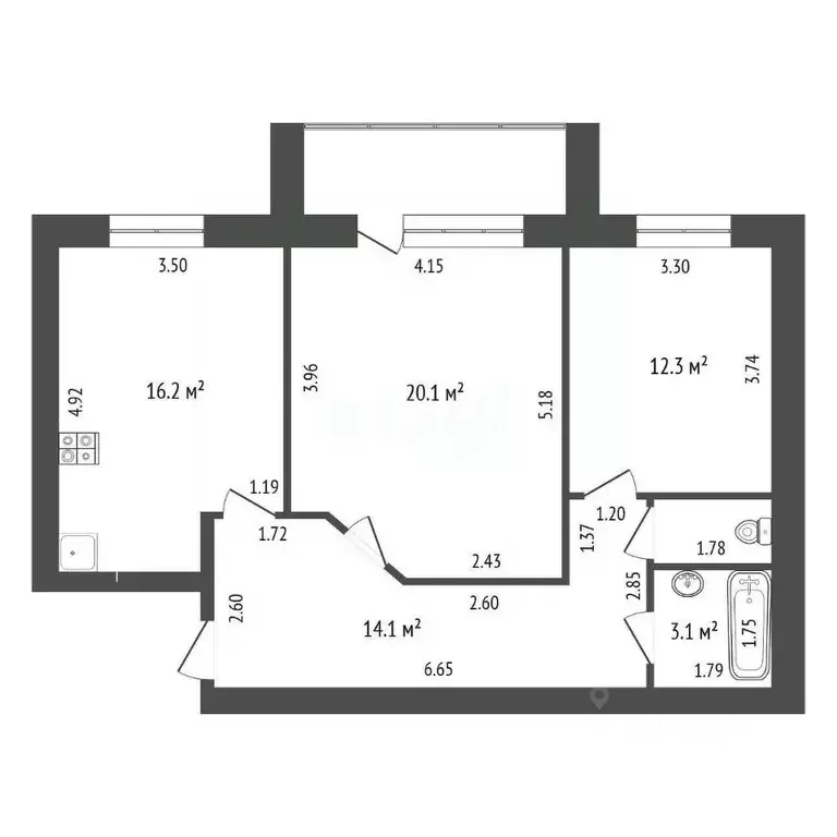 2-к кв. Тамбовская область, Тамбов ул. Карла Маркса, 175А (67.5 м) - Фото 1